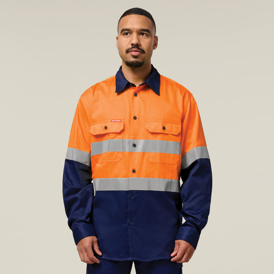 Hard Yakka Core Hi-Vis 2 Tone Taped Cotton Drill Shirt (Y04610)