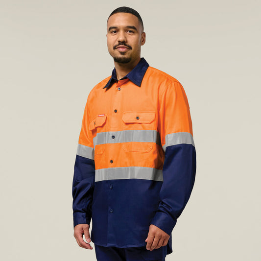 Hard Yakka Core Hi-Vis 2 Tone Taped Cotton Drill Shirt (Y04610)