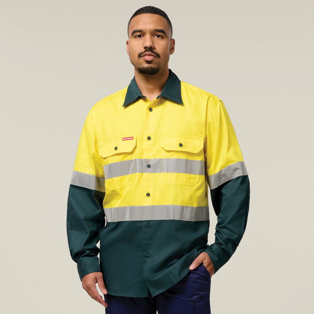 Hard Yakka Core Hi-Vis 2 Tone Taped Cotton Drill Shirt (Y04610)