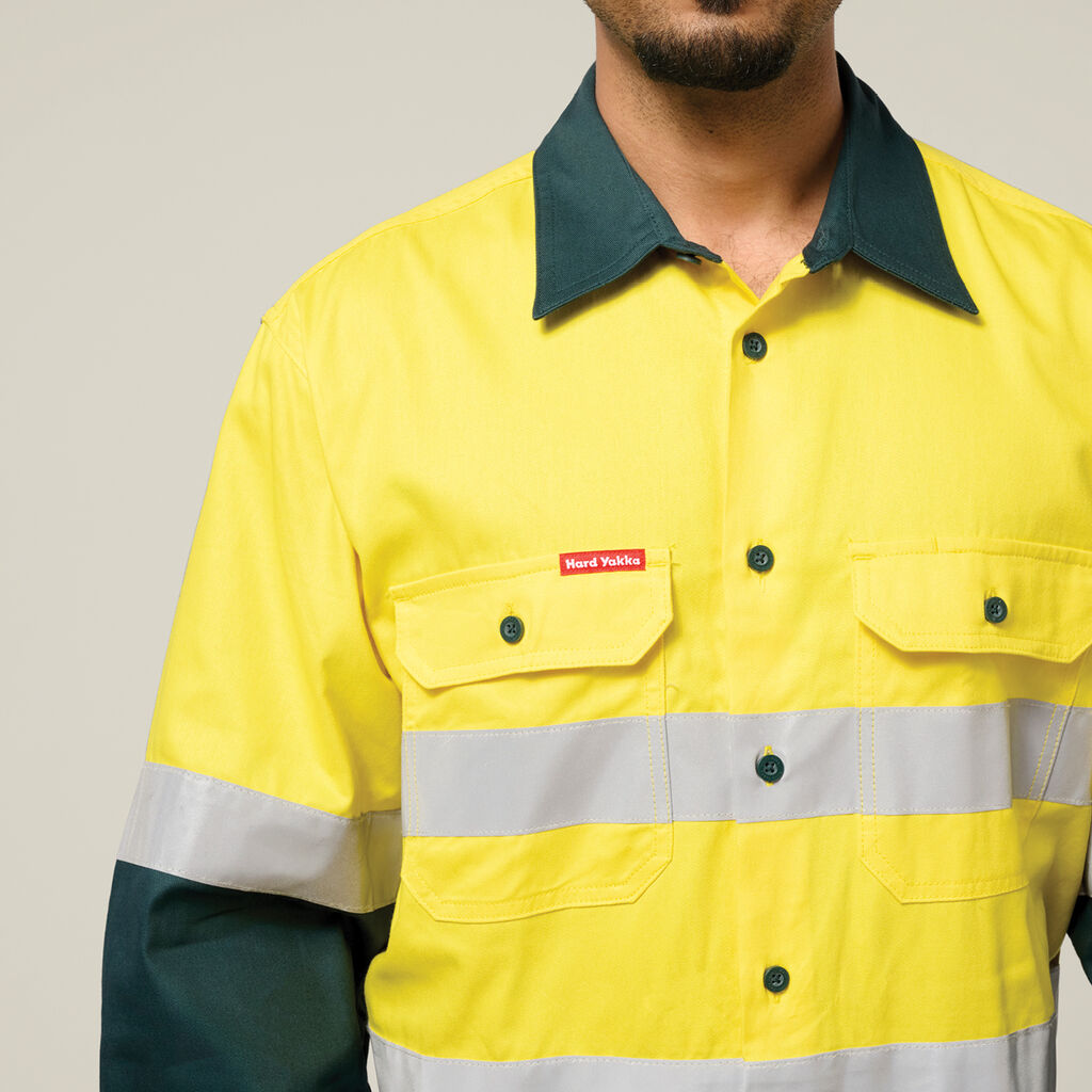 Hard Yakka Core Hi-Vis 2 Tone Taped Cotton Drill Shirt (Y04610)