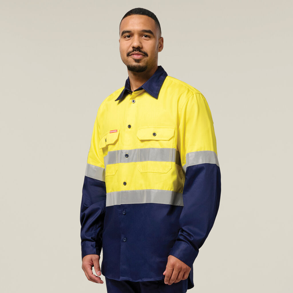 Hard Yakka Core Hi-Vis 2 Tone Taped Cotton Drill Shirt (Y04610)