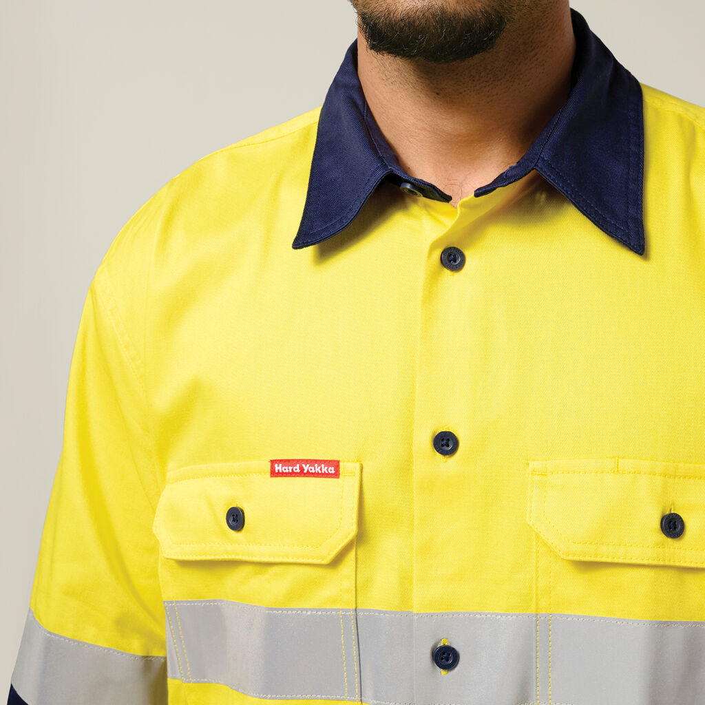 Hard Yakka Core Hi-Vis 2 Tone Taped Cotton Drill Shirt (Y04610)