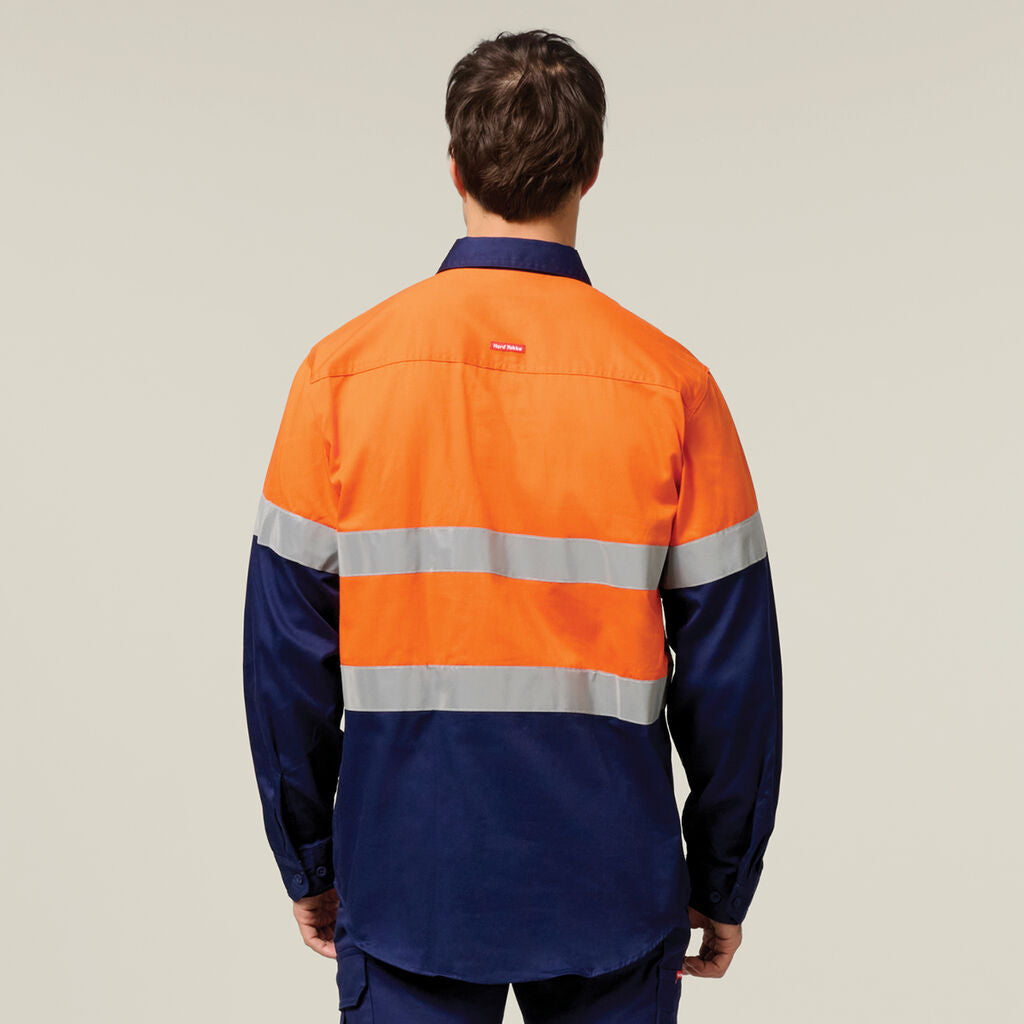 Hard Yakka Core Hi-Vis Long Sleeve Heavyweight Closed Front Taped Shirt (Y04615)