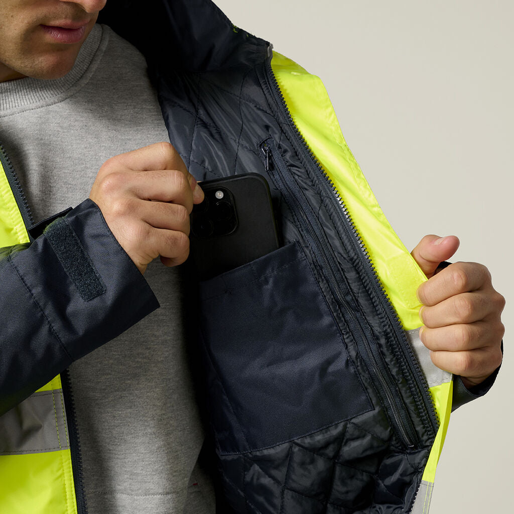 Hard Yakka Core Hi-Vis 2 Tone Taped Quilted Waterproof Jacket (Y06685)