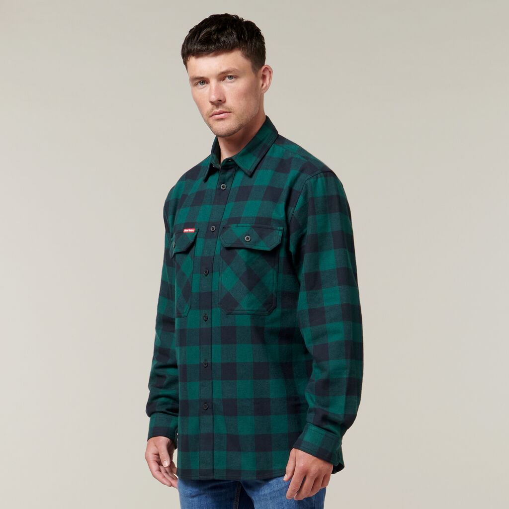 Hard Yakka Long Sleeve Check Flannel Cotton Work Shirt (Y07295)