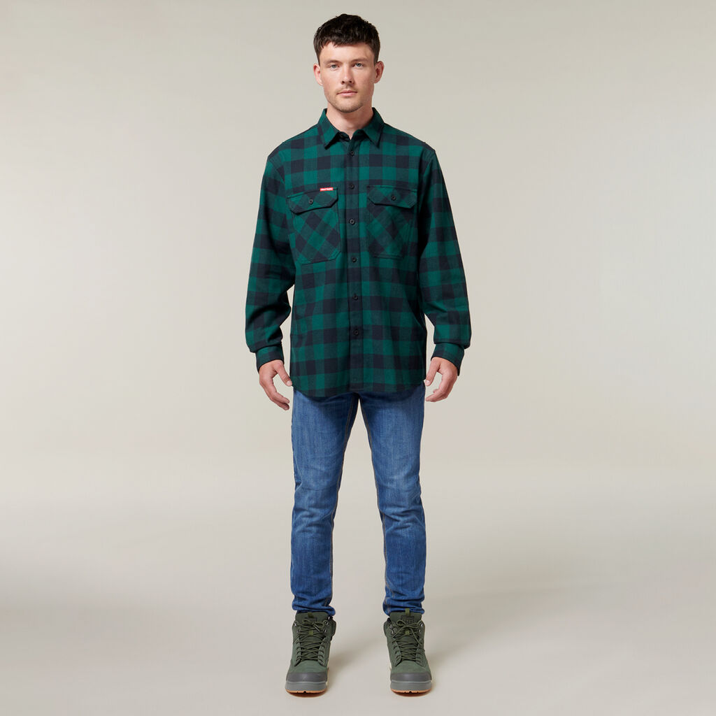 Hard Yakka Long Sleeve Check Flannel Cotton Work Shirt (Y07295)