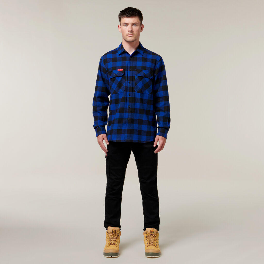 Hard Yakka Long Sleeve Check Flannel Cotton Work Shirt (Y07295)