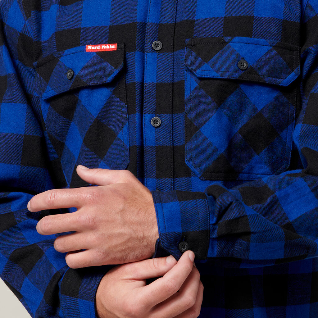 Hard Yakka Long Sleeve Check Flannel Cotton Work Shirt (Y07295)