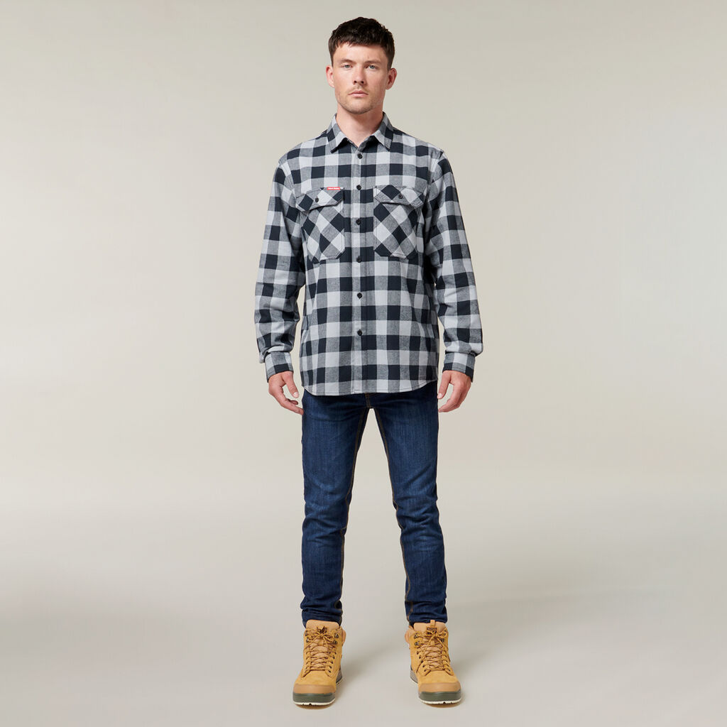 Hard Yakka Long Sleeve Check Flannel Cotton Work Shirt (Y07295)