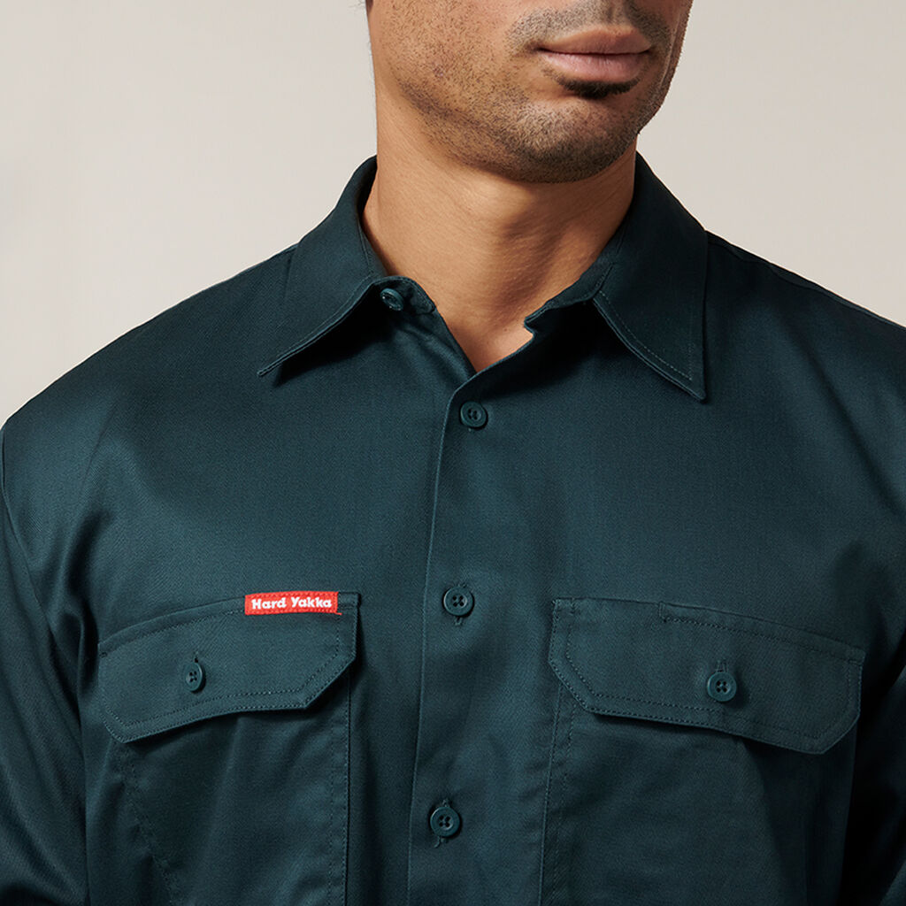 Hard Yakka Long Sleeve Open Front Cotton Drill Work Shirt (Y07500)