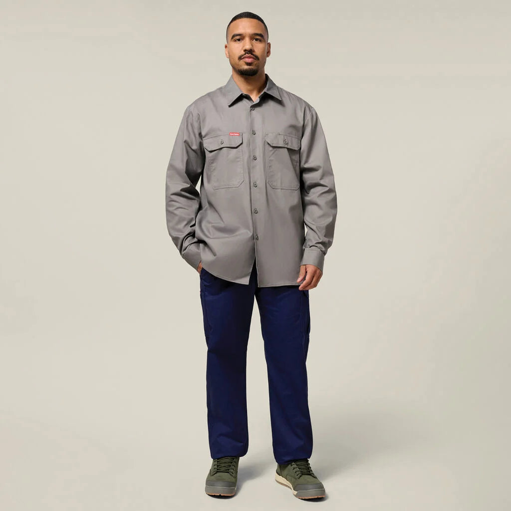 Hard Yakka Long Sleeve Open Front Cotton Drill Work Shirt (Y07500)