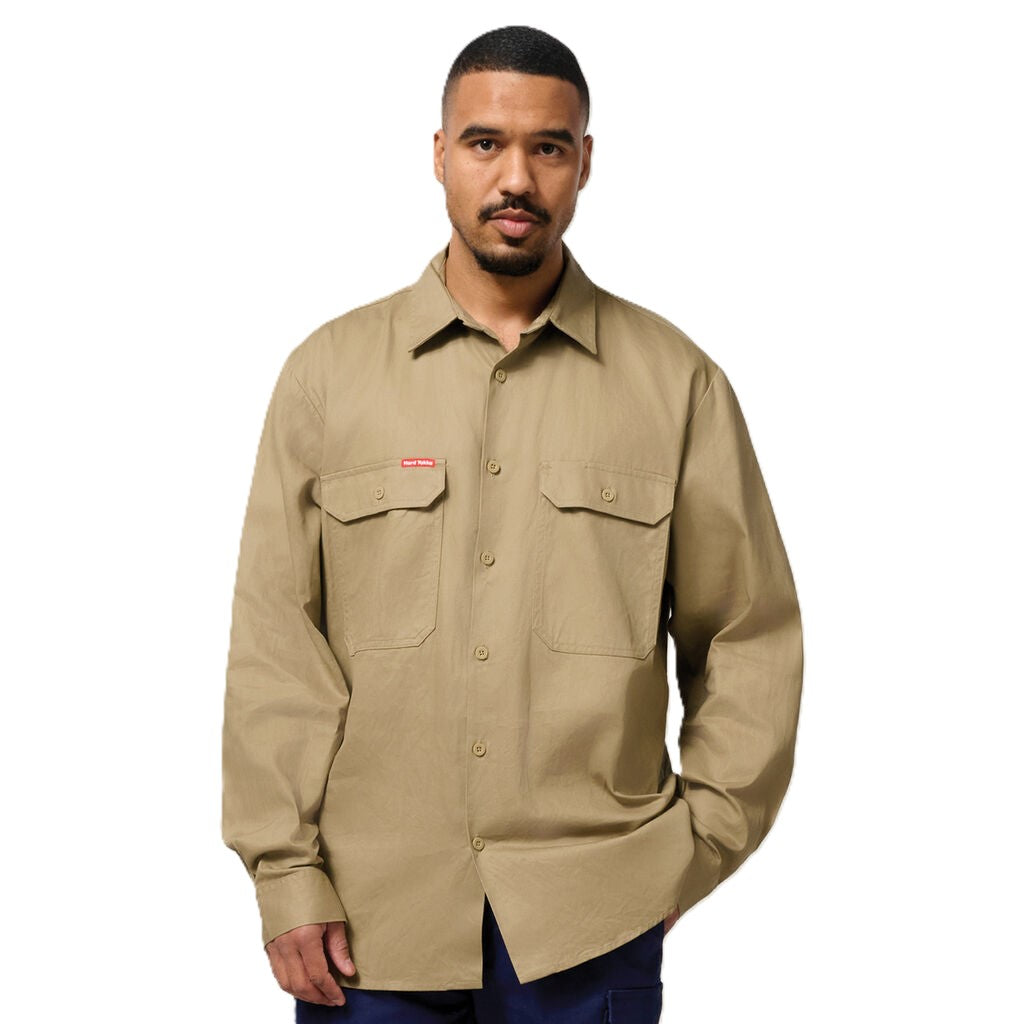 Hard Yakka Long Sleeve Open Front Cotton Drill Work Shirt (Y07500)