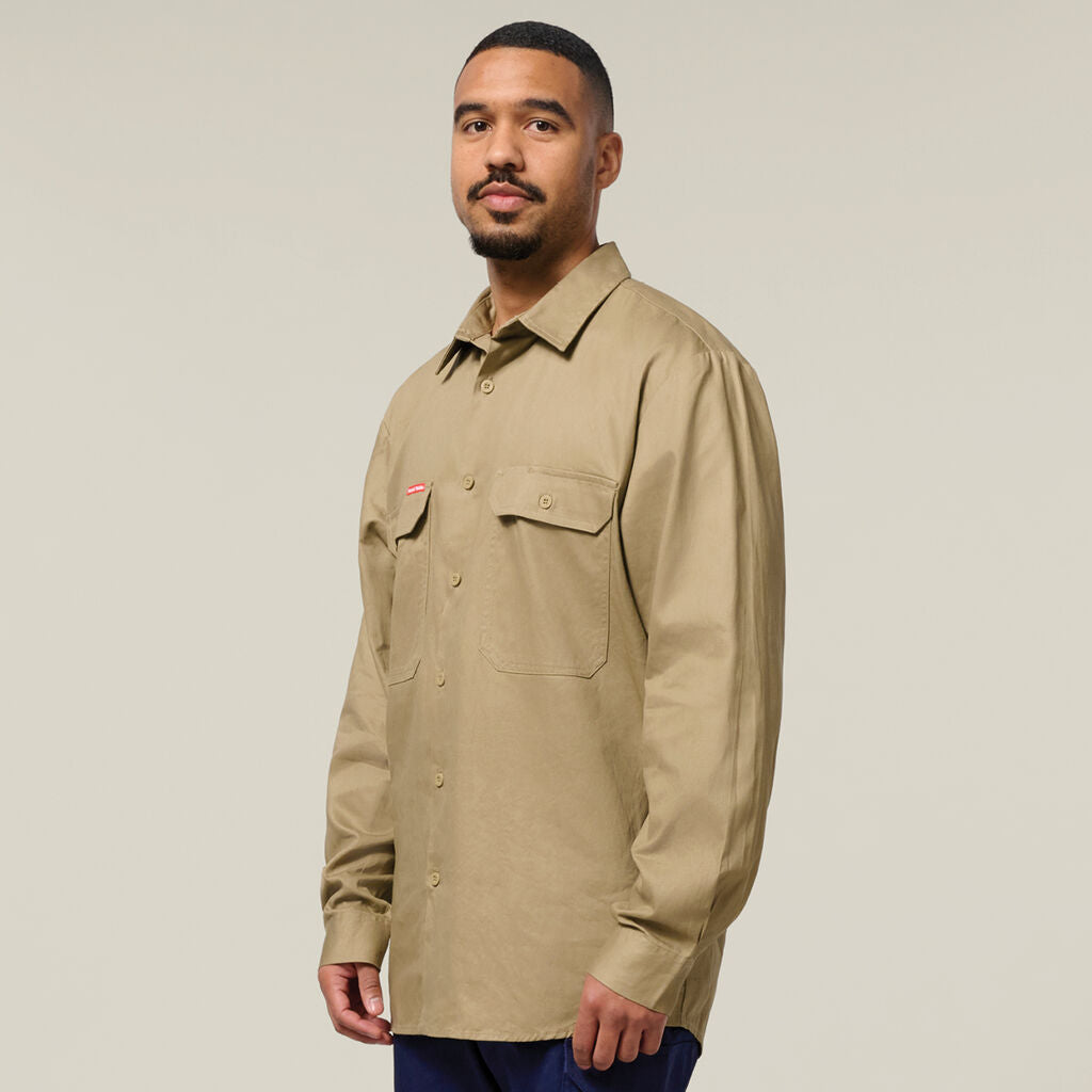 Hard Yakka Long Sleeve Open Front Cotton Drill Work Shirt (Y07500)