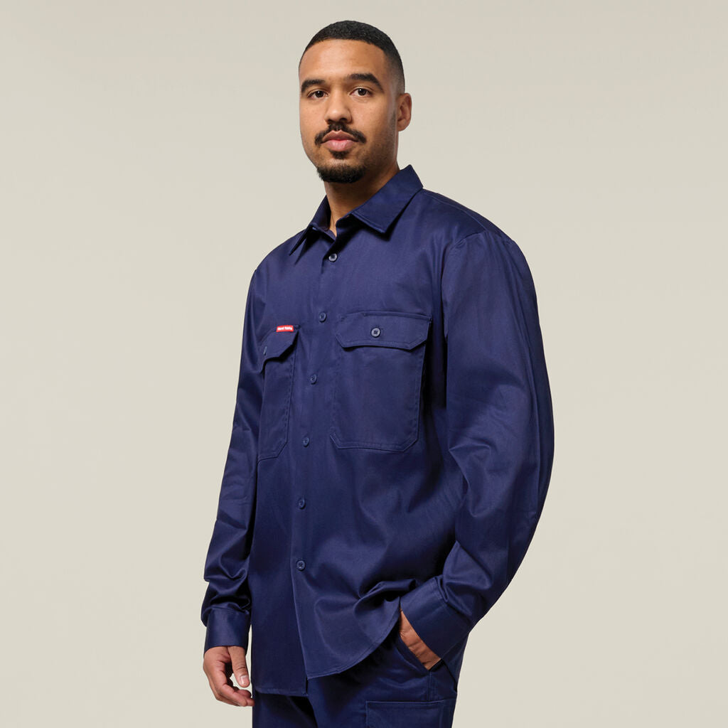 Hard Yakka Long Sleeve Open Front Cotton Drill Work Shirt (Y07500)