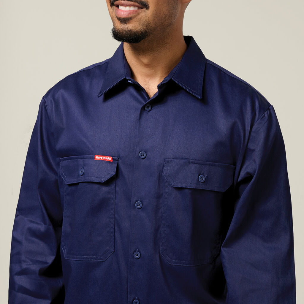 Hard Yakka Long Sleeve Open Front Cotton Drill Work Shirt (Y07500)