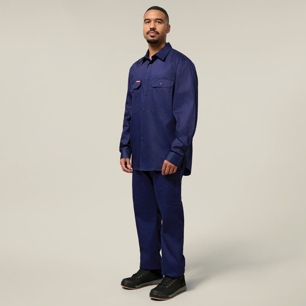 Hard Yakka Long Sleeve Open Front Cotton Drill Work Shirt (Y07500)