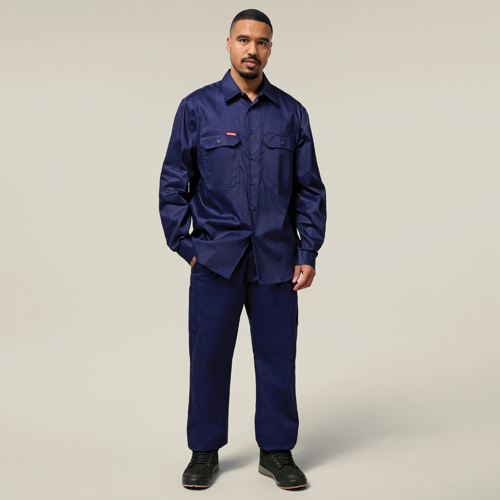 Hard Yakka Long Sleeve Open Front Cotton Drill Work Shirt (Y07500)