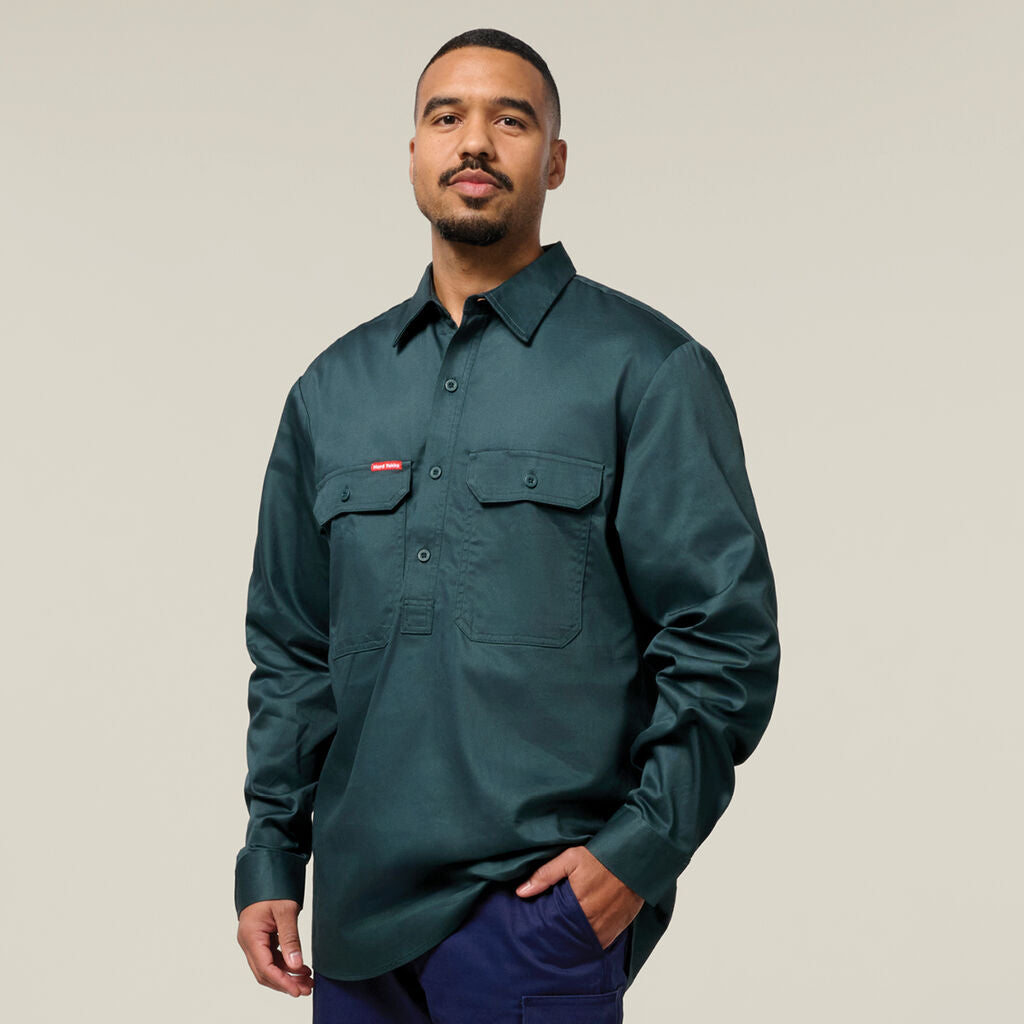 Hard Yakka Long Sleeve Closed Front Cotton Drill Work Shirt (Y07530)