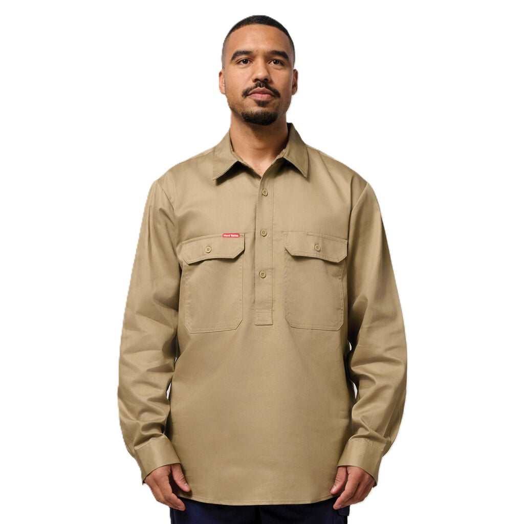 Hard Yakka Long Sleeve Closed Front Cotton Drill Work Shirt (Y07530)