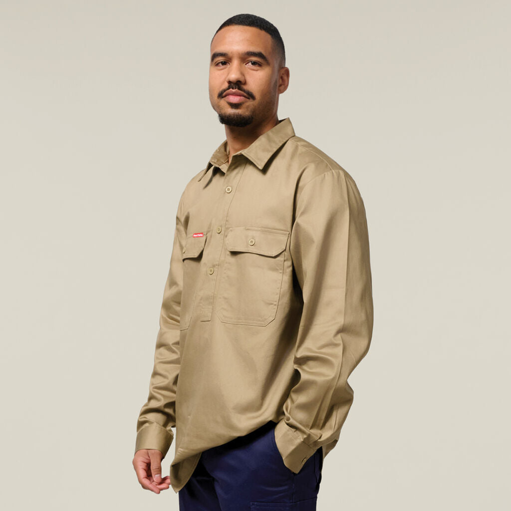 Hard Yakka Long Sleeve Closed Front Cotton Drill Work Shirt (Y07530)