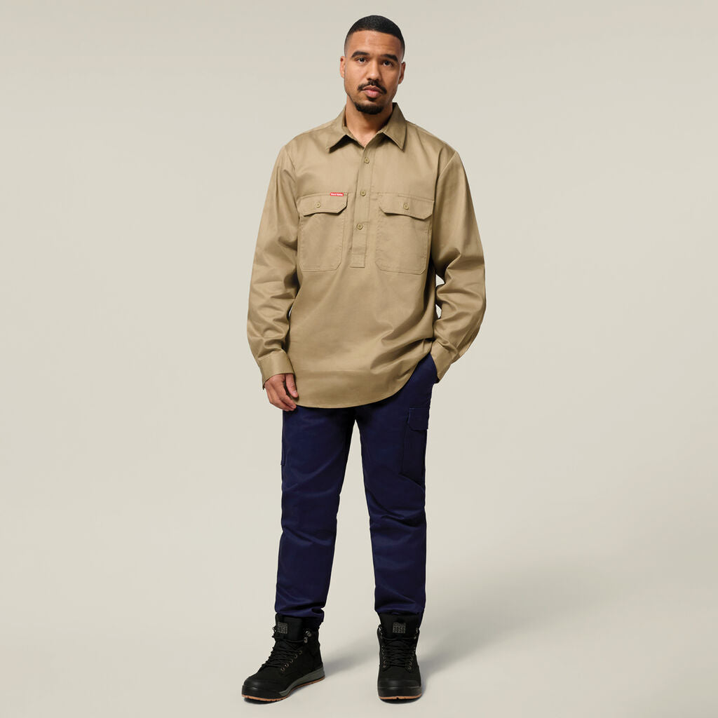 Hard Yakka Long Sleeve Closed Front Cotton Drill Work Shirt (Y07530)