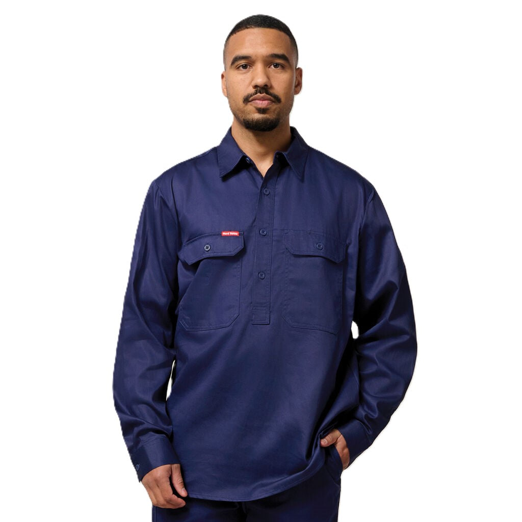 Hard Yakka Long Sleeve Closed Front Cotton Drill Work Shirt (Y07530)