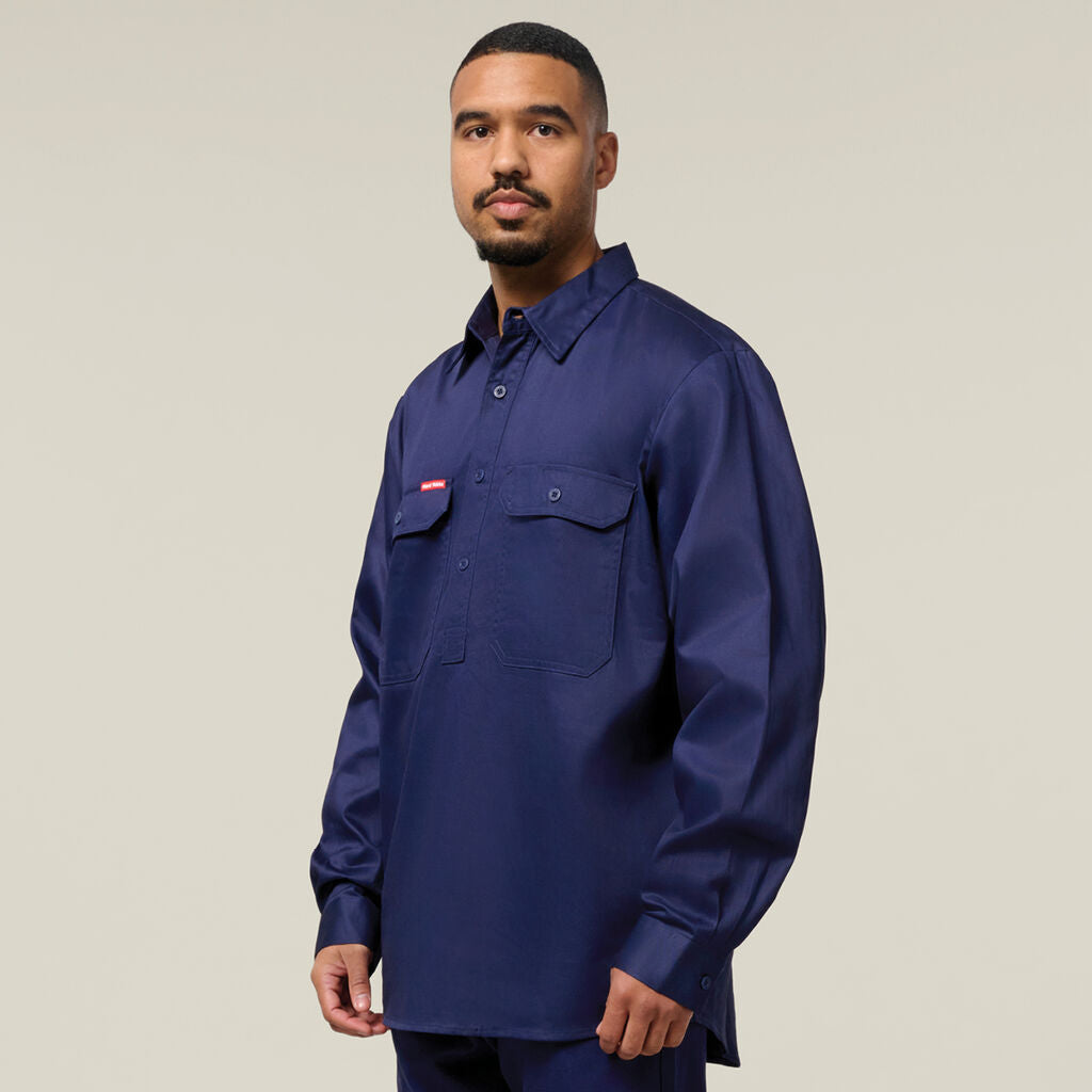 Hard Yakka Long Sleeve Closed Front Cotton Drill Work Shirt (Y07530)