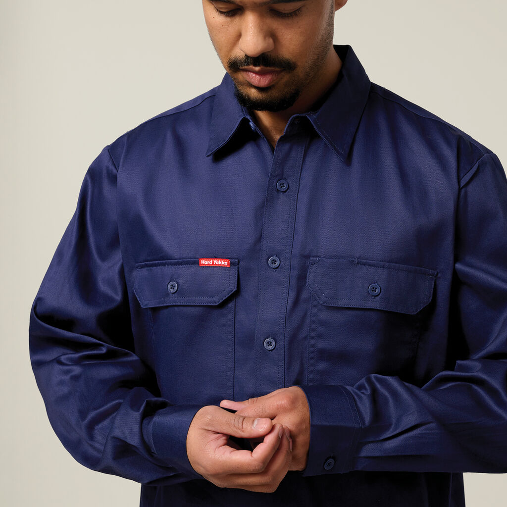 Hard Yakka Long Sleeve Closed Front Cotton Drill Work Shirt (Y07530)