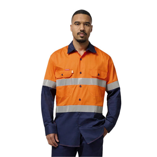 Hard Yakka Core Hi-vis 2 Tone Vented Taped Long Sleeve Cotton Shirt (Y07978)