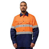 Hard Yakka Hi-Vis 2 Tone Long Sleeve Taped Cotton Drill Shirt (Y07990)