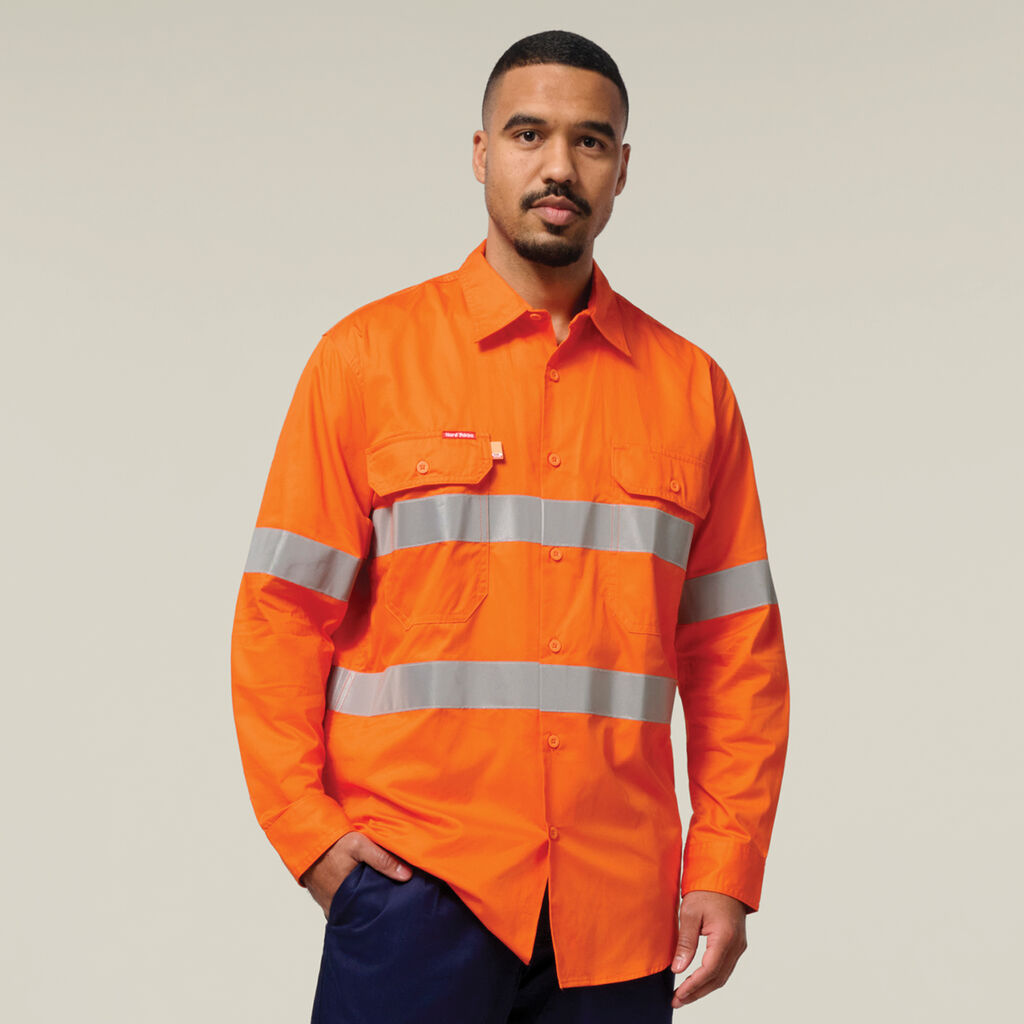 Hard Yakka Koolgear Hi-vis Taped Vented Cotton Twill Shirt (Y07996)