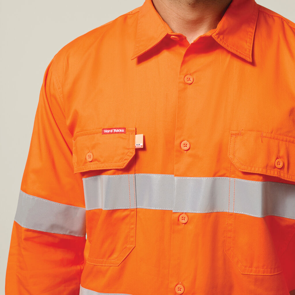 Hard Yakka Koolgear Hi-vis Taped Vented Cotton Twill Shirt (Y07996)