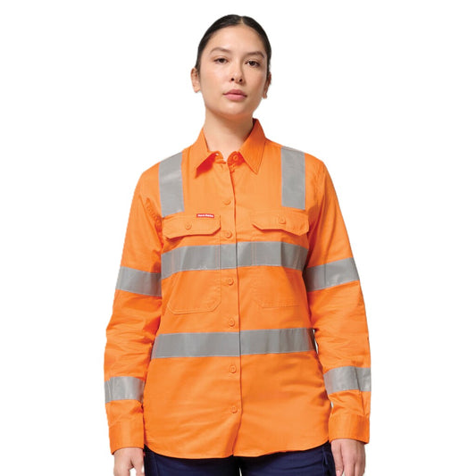 Hard Yakka Women’s Foundations Biomotion Hi-vis Taped Long Sleeve Shirt (Y08421)