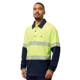 Hard Yakka Core Hi-Vis 2 Tone Taped Vented Long Sleeve Polo (Y11379)