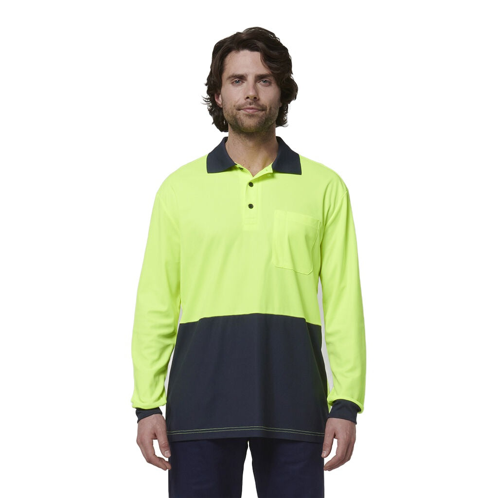 Hard Yakka Men's Long Sleeve Hi Vis Polo (Y19617)