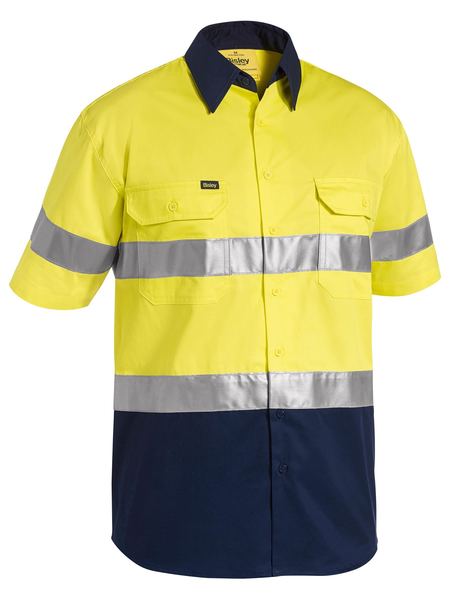 Bisley 3M Taped Two Tone Hi Vis Cool Lightweight Shirt  Short Sleeve (BS1896)