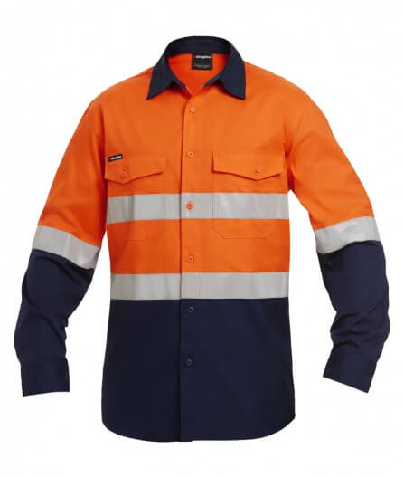 King Gee Workcool 2 Hi Vis Reflective Spliced Shirt Long Sleeve (K54880)