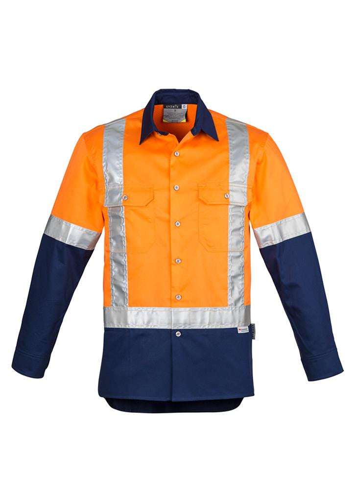 Syzmik Mens Hi Vis Spliced Industrial Shirt - Shoulder Taped (ZW124)